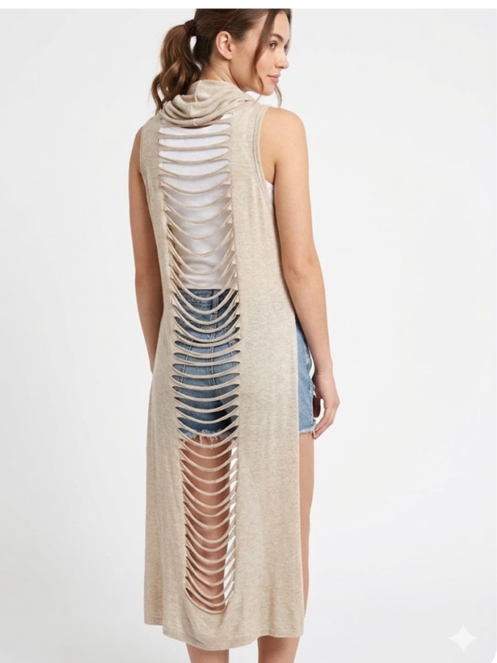 Shawl Dawls Slitback Convertible Shawl in Heathered Oatmeal - One Size Fits Most